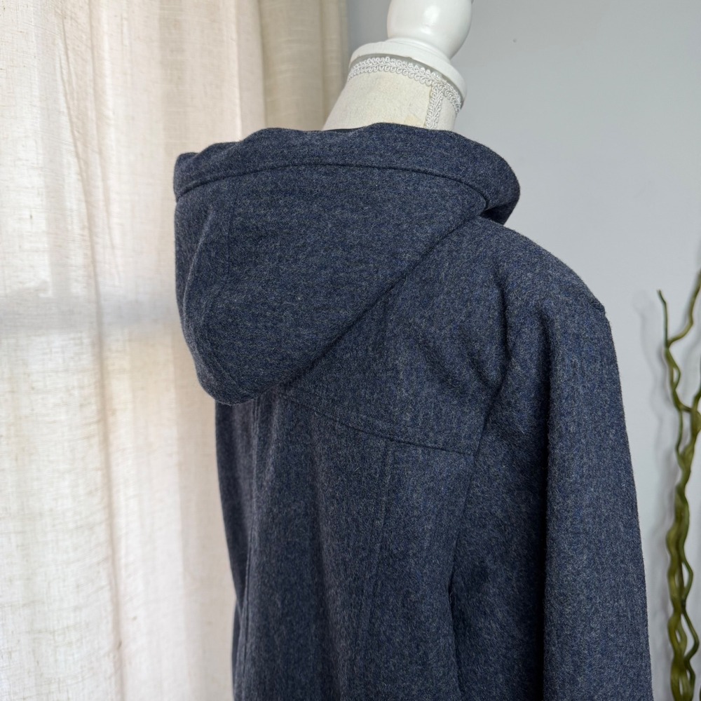 Woolrich Hooded Parka Jacket Coat Wool Blend Navy Blue Toggle Zip Women's SMALL - Picture 8 of 16